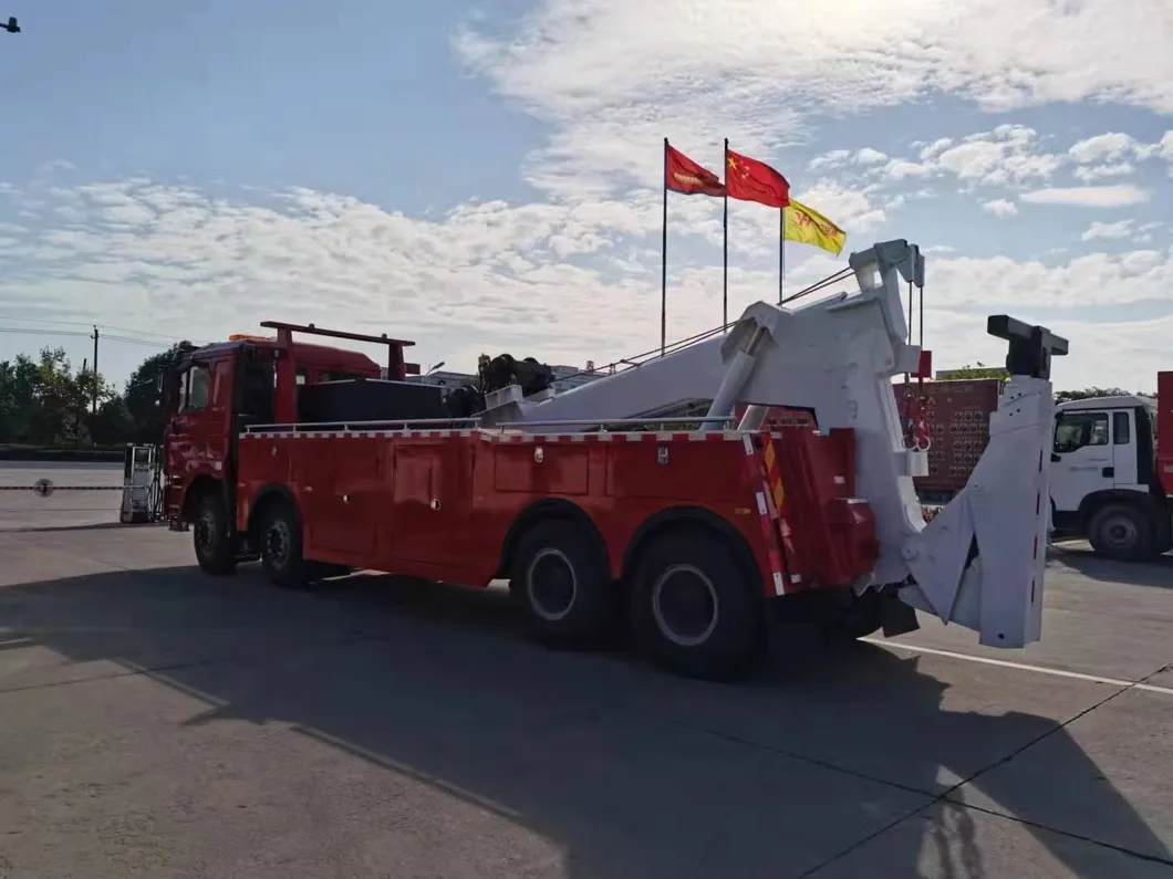 Shacman 6×4 Recovery Tow Truck side profile highlighting chassis and recovery systems
